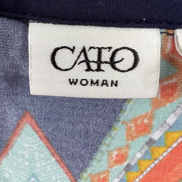 Cato‎ Womens Sleeveless Blouse Tribal Geometric Print High Low Hem Top Sz 14/16W - Picture 4 of 9